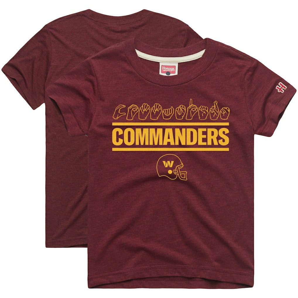 Washington Commanders Homage Youth Love Sign x ASL 2.0 Tri-Blend T-Shirt - Burgundy - NFL