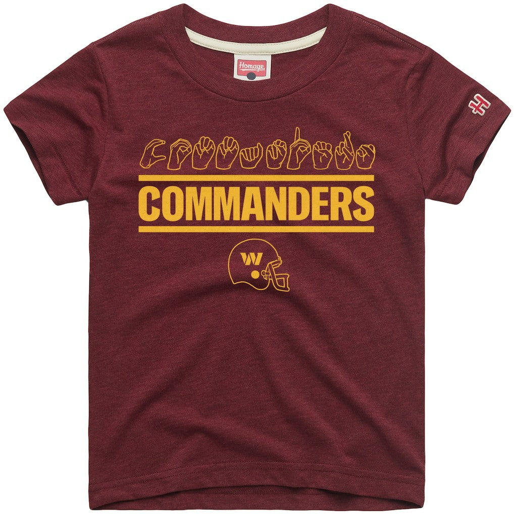 Washington Commanders Homage Youth Love Sign x ASL 2.0 Tri-Blend T-Shirt - Burgundy - NFL