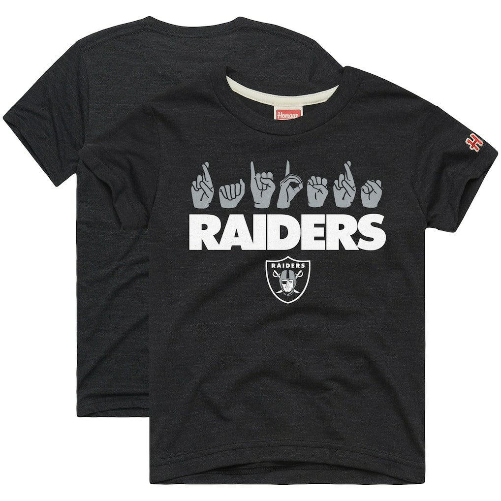 Las Vegas Raiders Homage Youth Love Sign x ASL 2.0 Tri-Blend T-Shirt - Charcoal - NFL