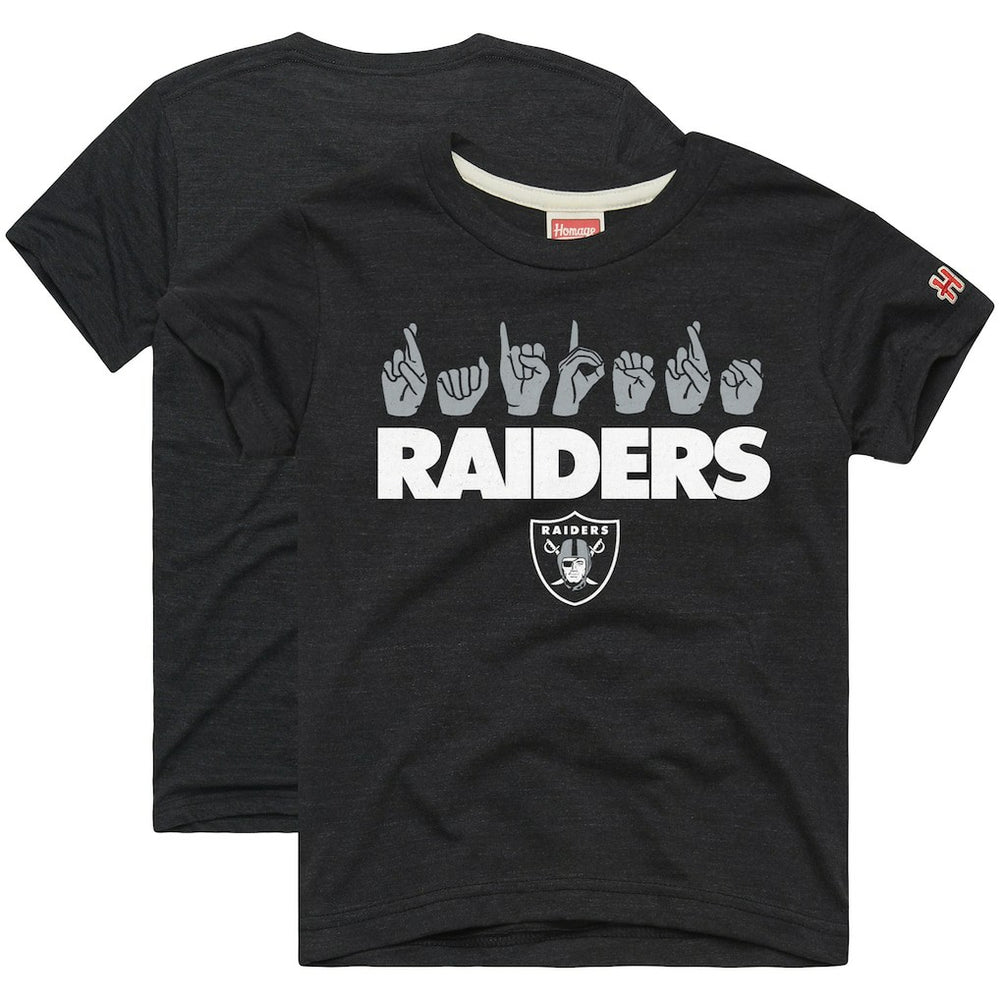 Las Vegas Raiders Homage Youth Love Sign x ASL 2.0 Tri-Blend T-Shirt - Charcoal - NFL