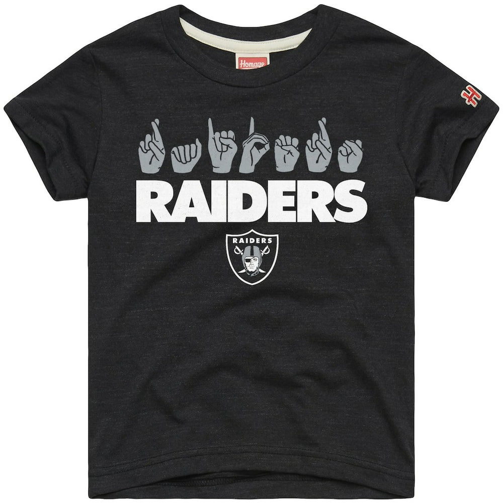 Las Vegas Raiders Homage Youth Love Sign x ASL 2.0 Tri-Blend T-Shirt - Charcoal - NFL