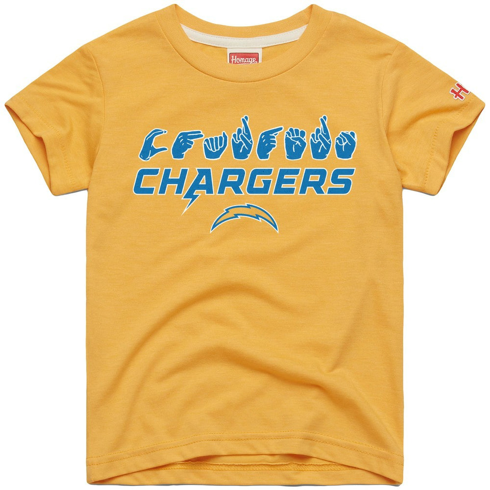 Los Angeles Chargers Homage Youth Love Sign x ASL 2.0 Tri-Blend T-Shirt - Gold - NFL