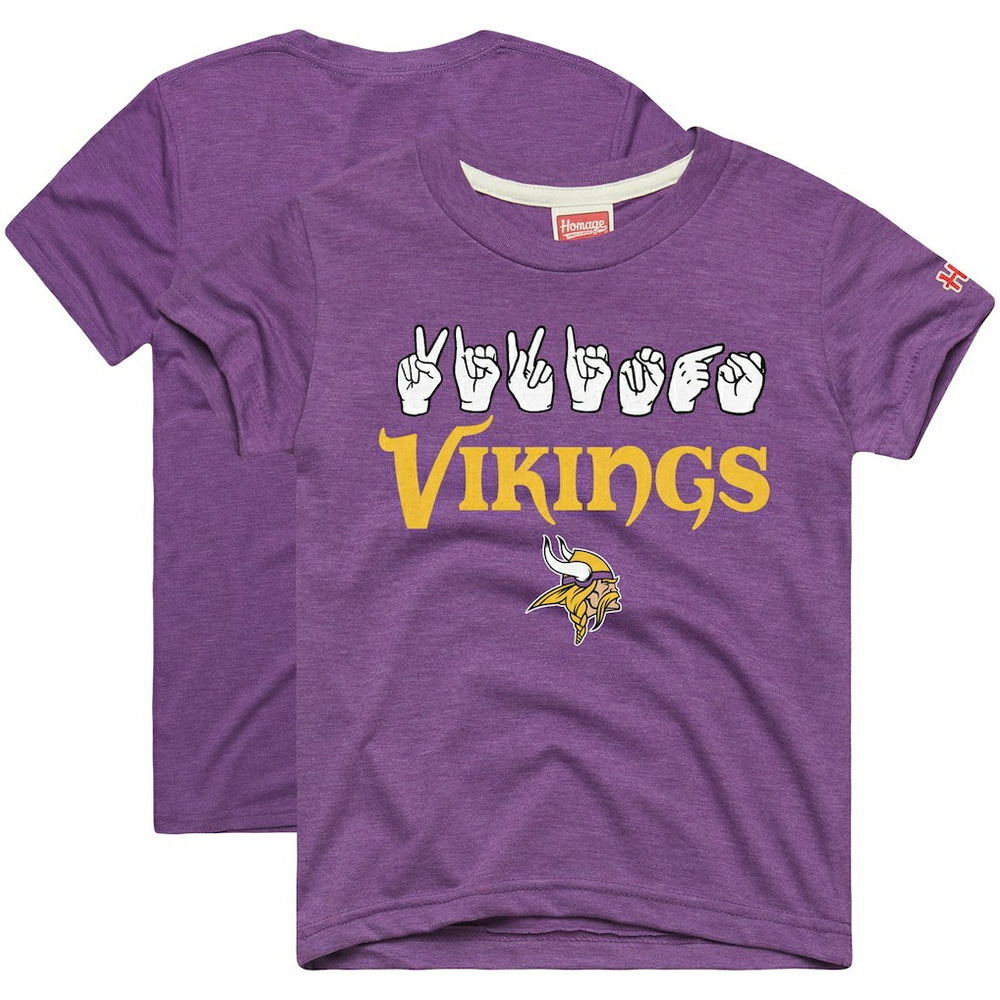Minnesota Vikings Homage Youth Love Sign x ASL 2.0 Tri-Blend T-Shirt - Purple - NFL
