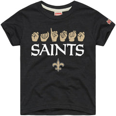 New Orleans Saints Homage Youth Love Sign x ASL 2.0 Tri-Blend T-Shirt - Charcoal - NFL