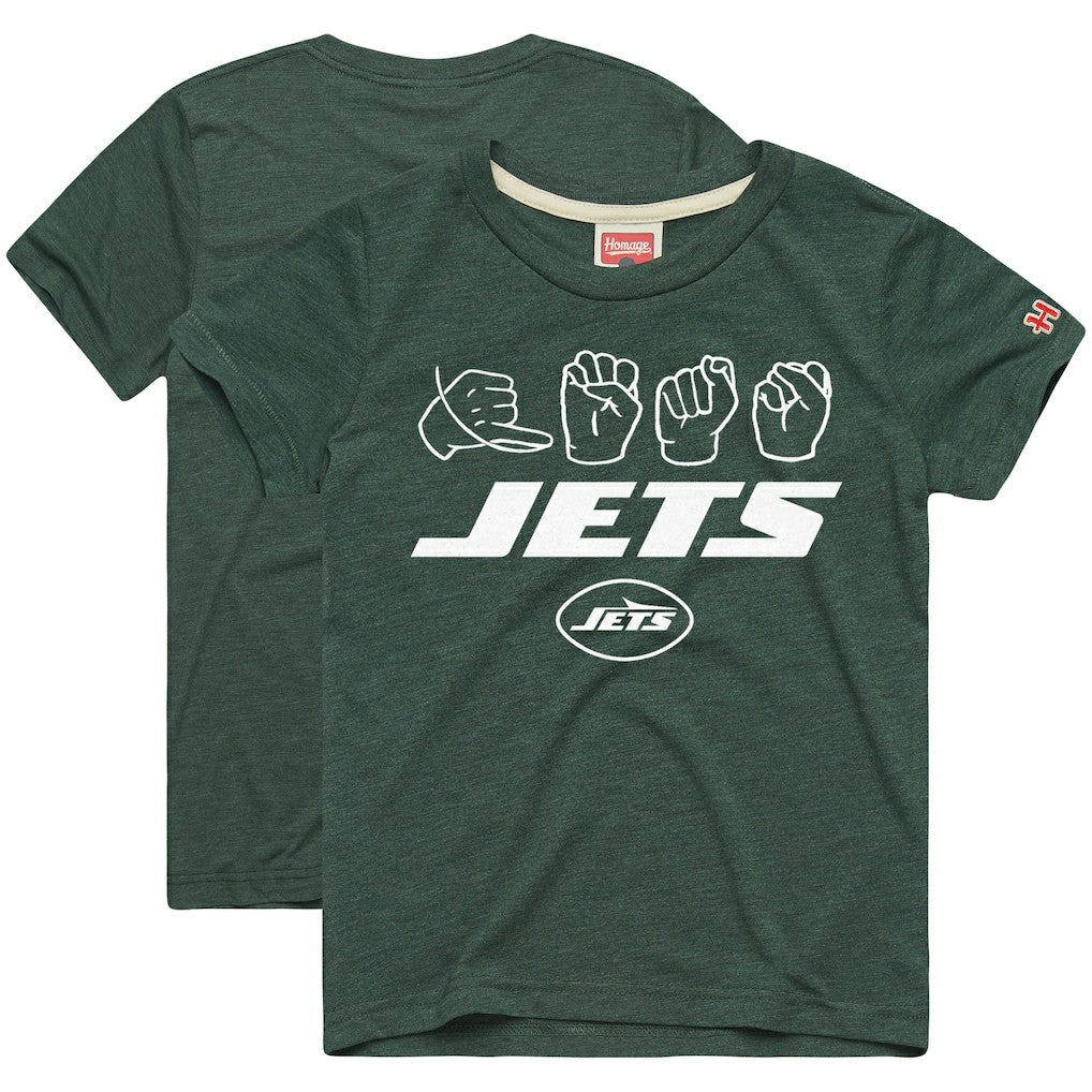 New York Jets Homage Youth Love Sign x ASL 2.0 Tri-Blend T-Shirt - Green - NFL
