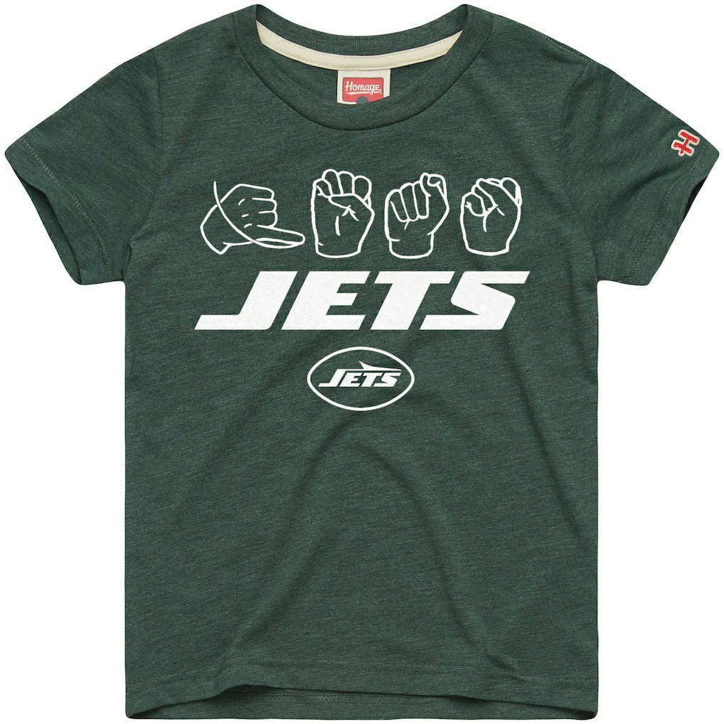 New York Jets Homage Youth Love Sign x ASL 2.0 Tri-Blend T-Shirt - Green - NFL