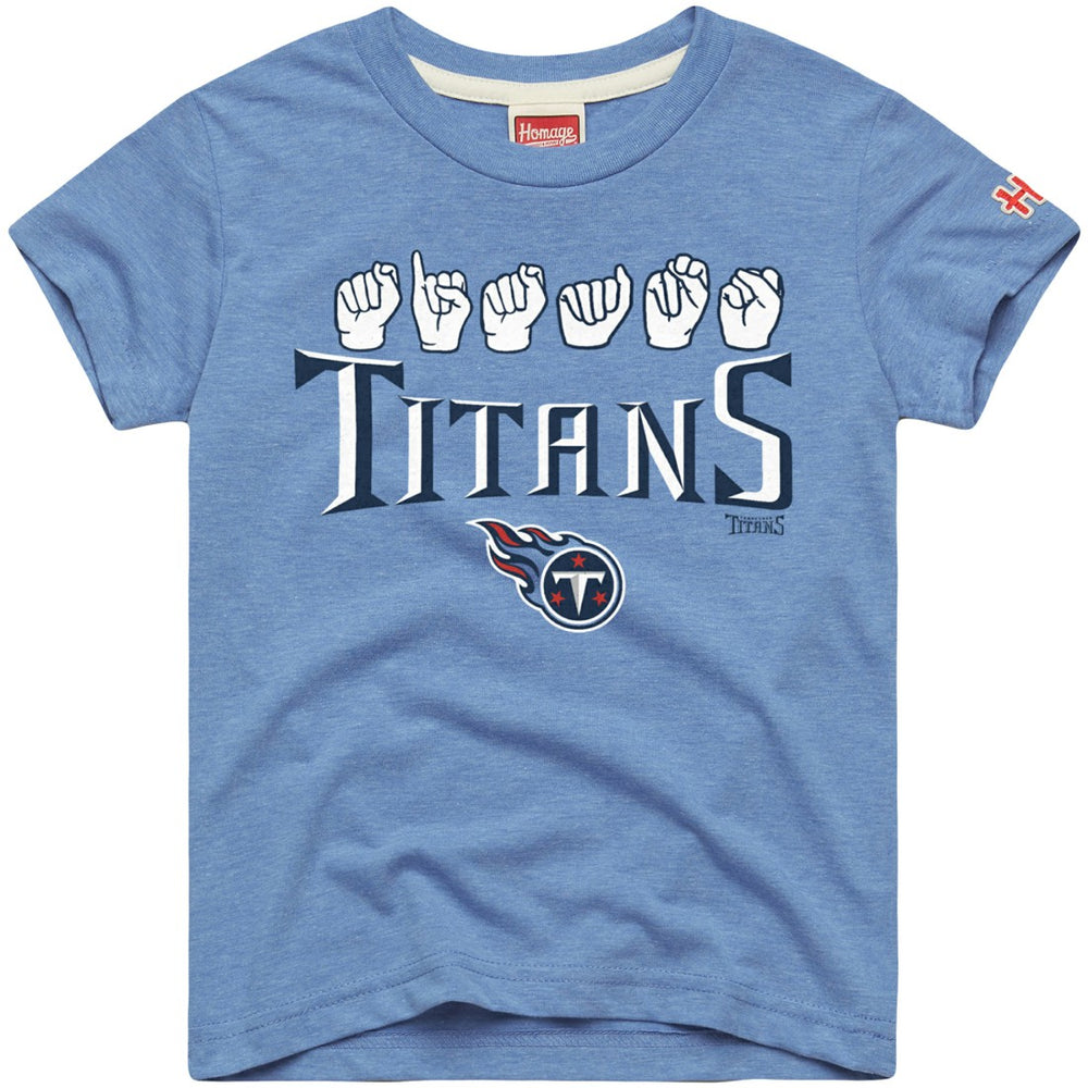 Tennessee Titans Homage Youth Love Sign x ASL 2.0 Tri-Blend T-Shirt - Light Blue - NFL