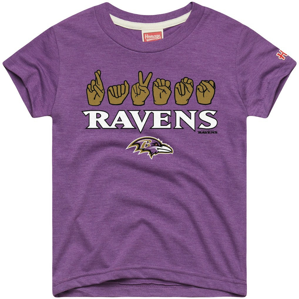 Baltimore Ravens Homage Youth Love Sign x ASL 2.0 Tri-Blend T-Shirt - Purple - NFL