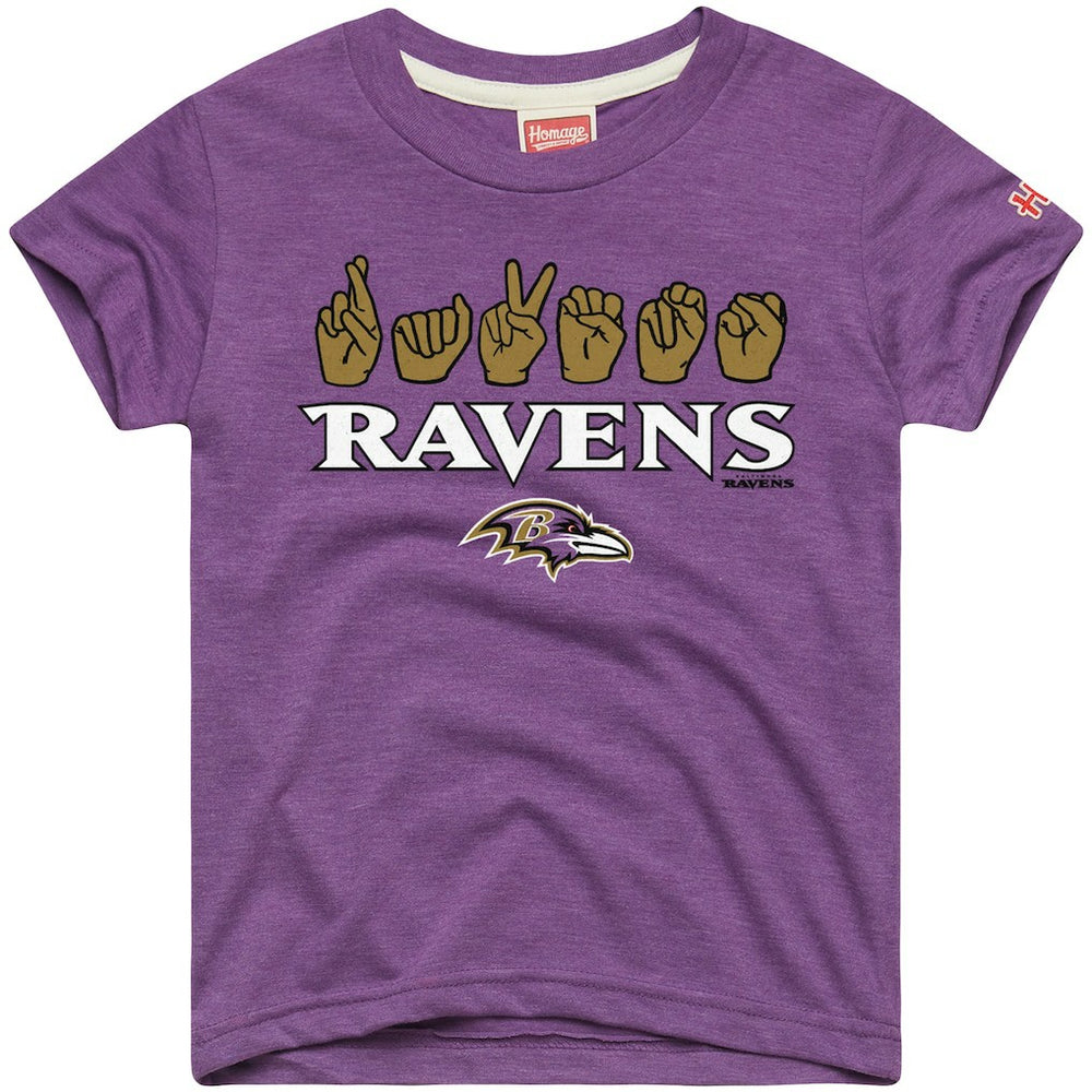 Baltimore Ravens Homage Youth Love Sign x ASL 2.0 Tri-Blend T-Shirt - Purple - NFL