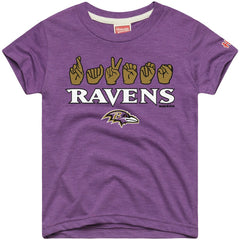Baltimore Ravens Homage Youth Love Sign x ASL 2.0 Tri-Blend T-Shirt - Purple - NFL