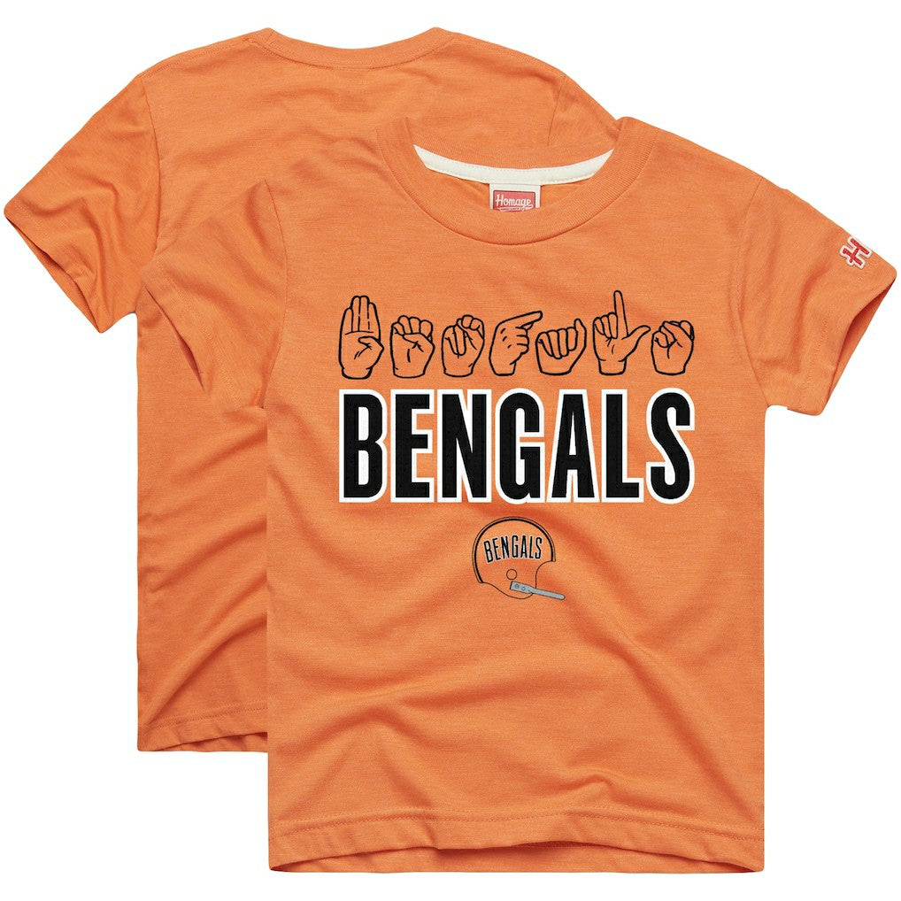 Cincinnati Bengals Homage Youth Love Sign x ASL 2.0 Tri-Blend T-Shirt - Orange - NFL