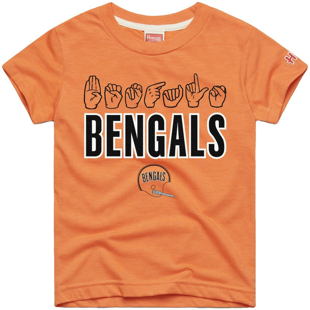 Cincinnati Bengals Homage Youth Love Sign x ASL 2.0 Tri-Blend T-Shirt - Orange - NFL