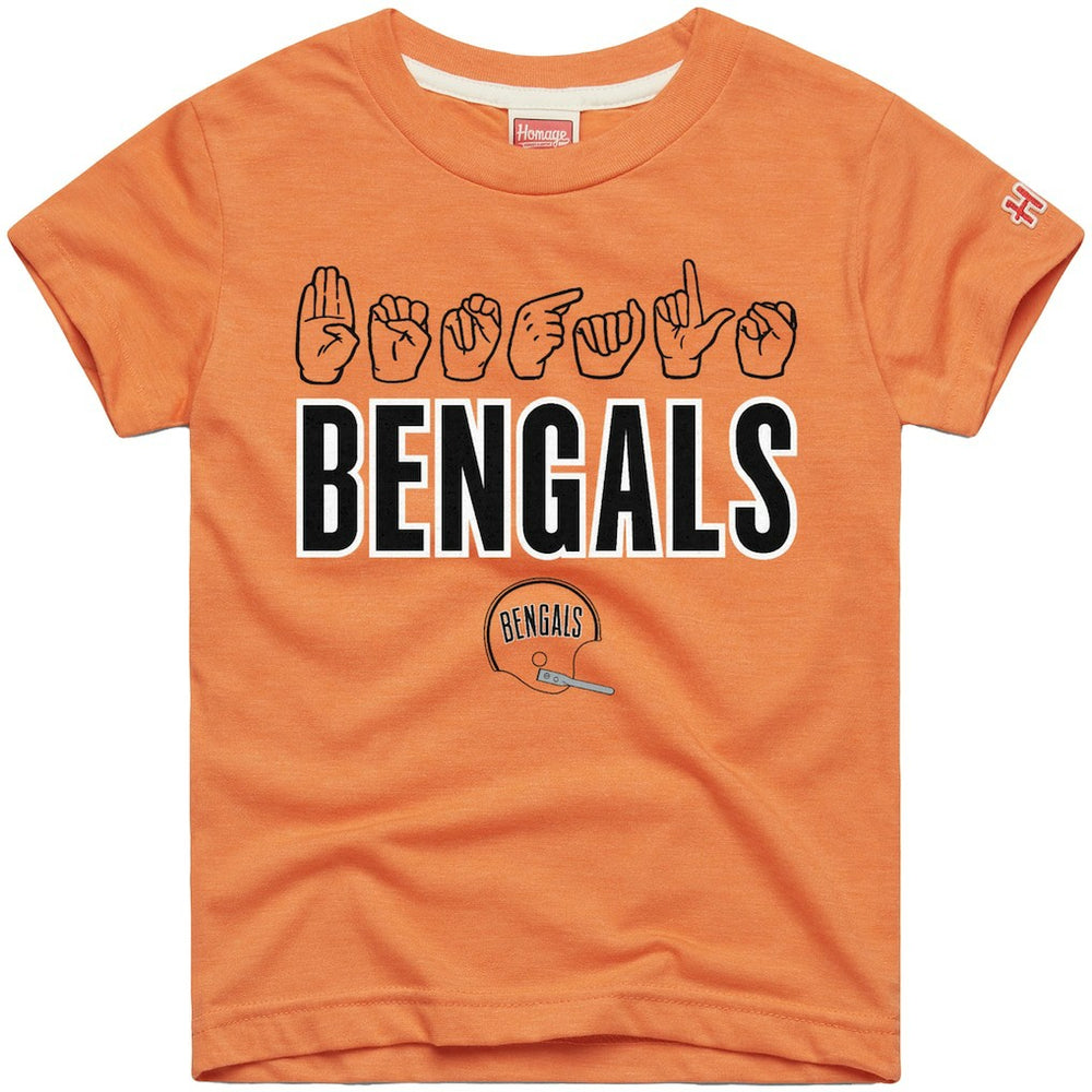 Cincinnati Bengals Homage Youth Love Sign x ASL 2.0 Tri-Blend T-Shirt - Orange - NFL
