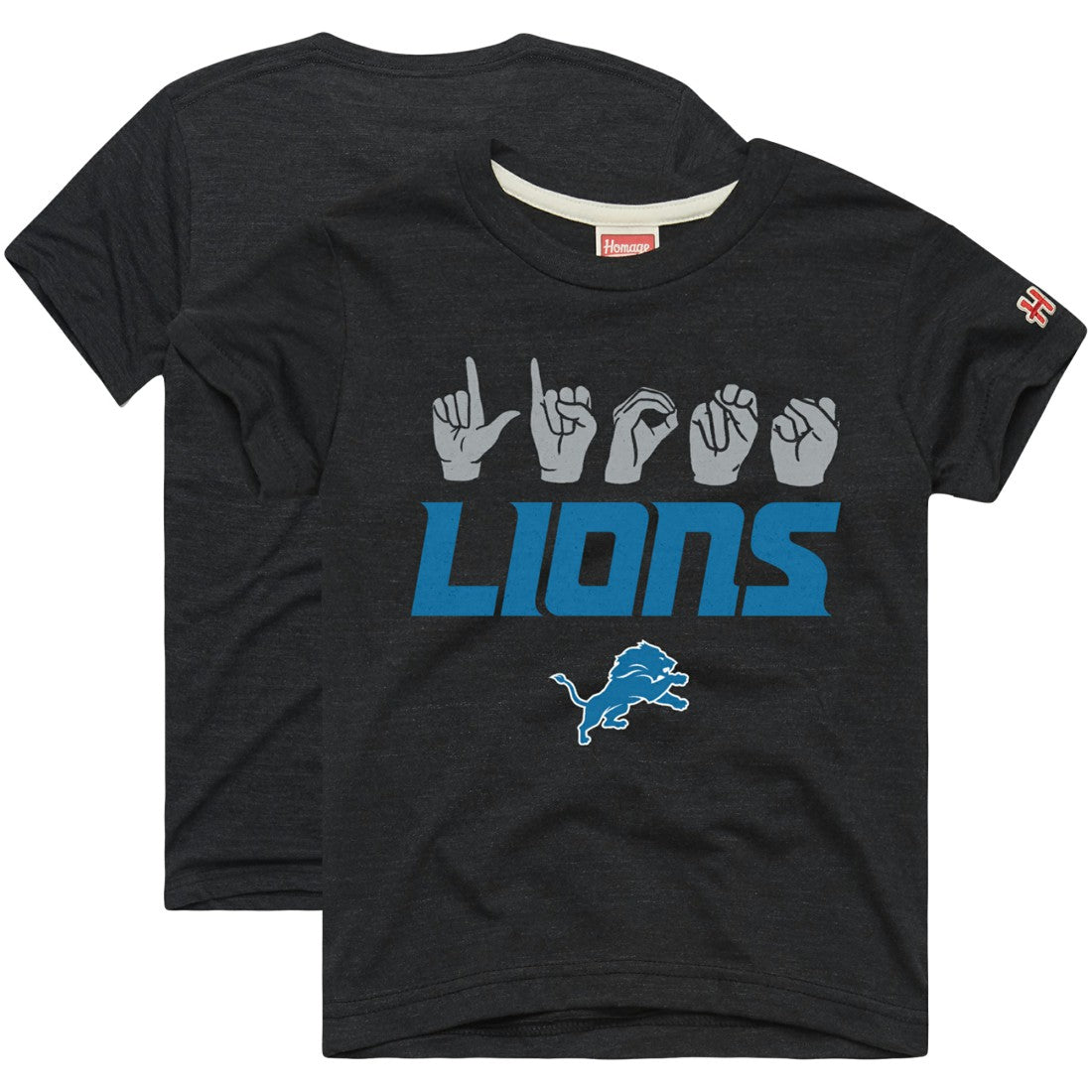 Detroit Lions Homage Youth Love Sign x ASL 2.0 Tri-Blend T-Shirt - Charcoal - NFL