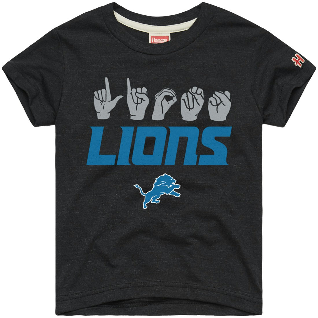 Detroit Lions Homage Youth Love Sign x ASL 2.0 Tri-Blend T-Shirt - Charcoal - NFL