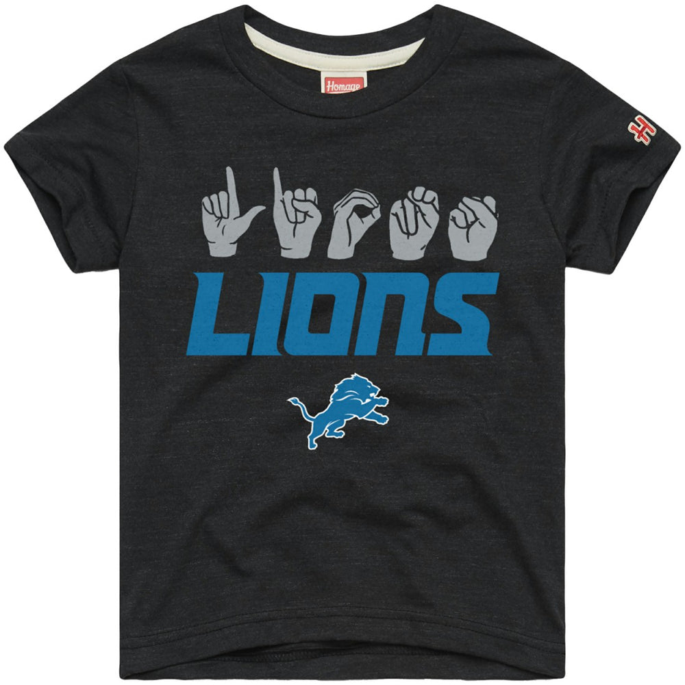 Detroit Lions Homage Youth Love Sign x ASL 2.0 Tri-Blend T-Shirt - Charcoal - NFL