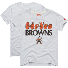 Cleveland Browns Homage Youth Love Sign x ASL 2.0 Tri-Blend T-Shirt - Ash - NFL