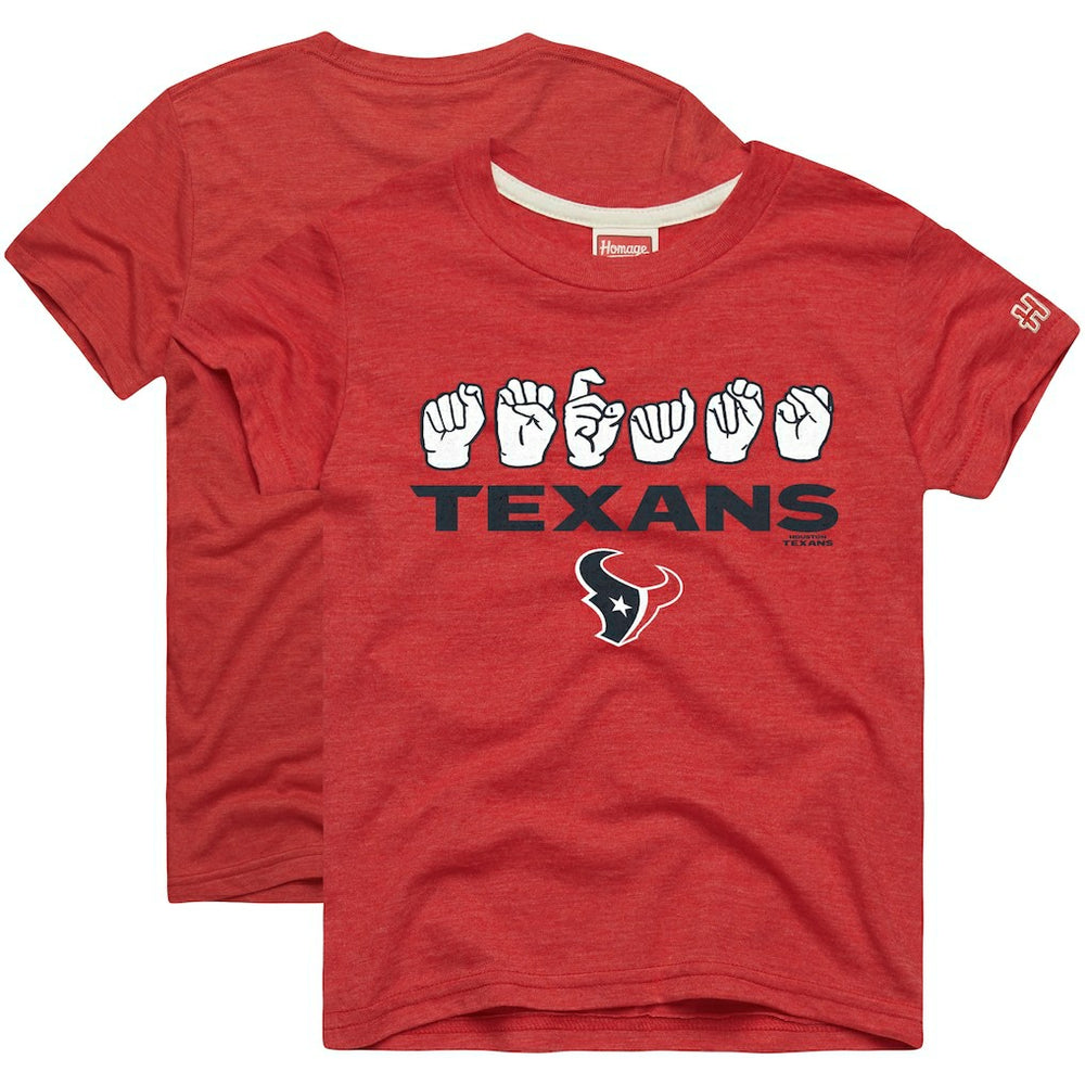 Houston Texans Homage Youth Love Sign x ASL 2.0 Tri-Blend T-Shirt - Red - NFL