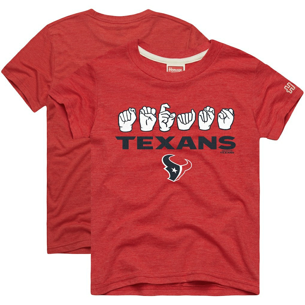 Houston Texans Homage Youth Love Sign x ASL 2.0 Tri-Blend T-Shirt - Red - NFL