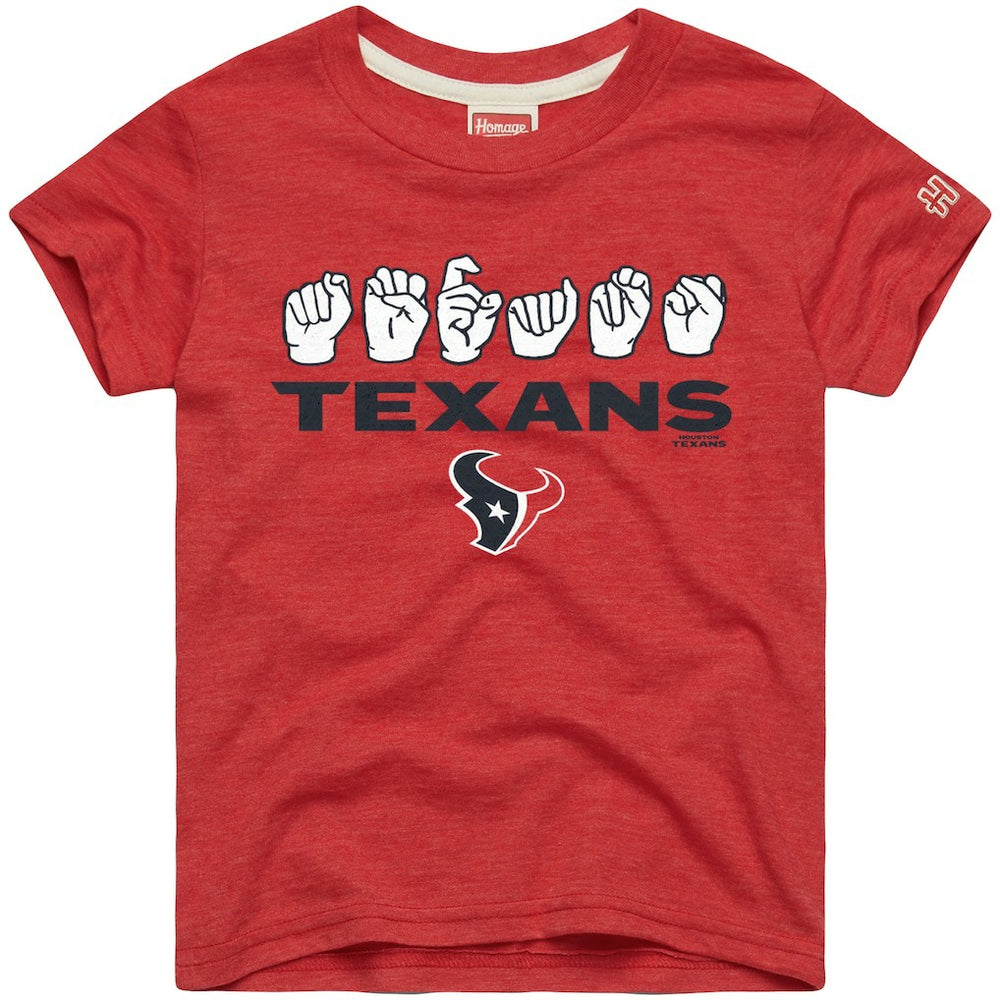 Houston Texans Homage Youth Love Sign x ASL 2.0 Tri-Blend T-Shirt - Red - NFL