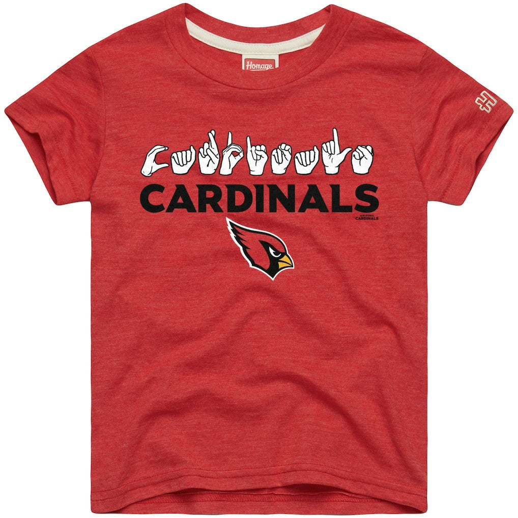Arizona Cardinals Homage Youth Love Sign x ASL 2.0 Tri-Blend T-Shirt - Cardinal - NFL