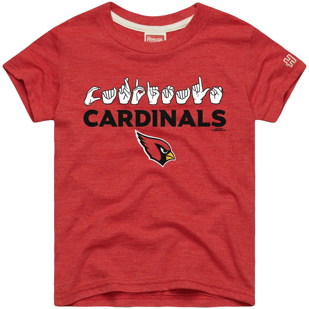 Arizona Cardinals Homage Youth Love Sign x ASL 2.0 Tri-Blend T-Shirt - Cardinal - NFL