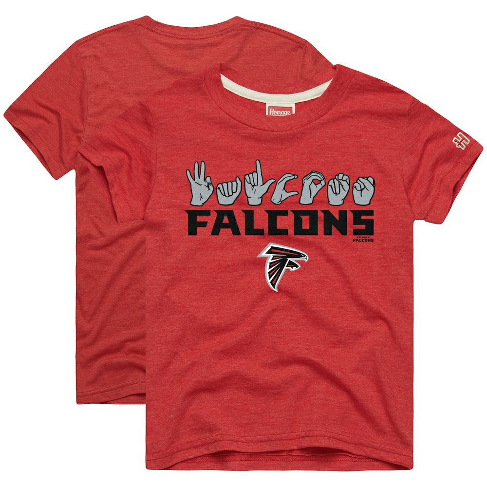 Atlanta Falcons Homage Youth Love Sign x ASL 2.0 Tri-Blend T-Shirt - Red - NFL