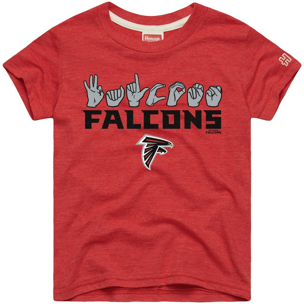 Atlanta Falcons Homage Youth Love Sign x ASL 2.0 Tri-Blend T-Shirt - Red - NFL