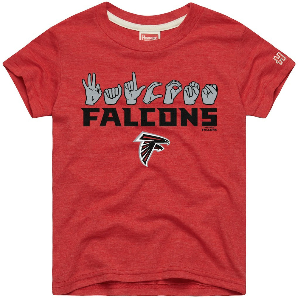 Atlanta Falcons Homage Youth Love Sign x ASL 2.0 Tri-Blend T-Shirt - Red - NFL