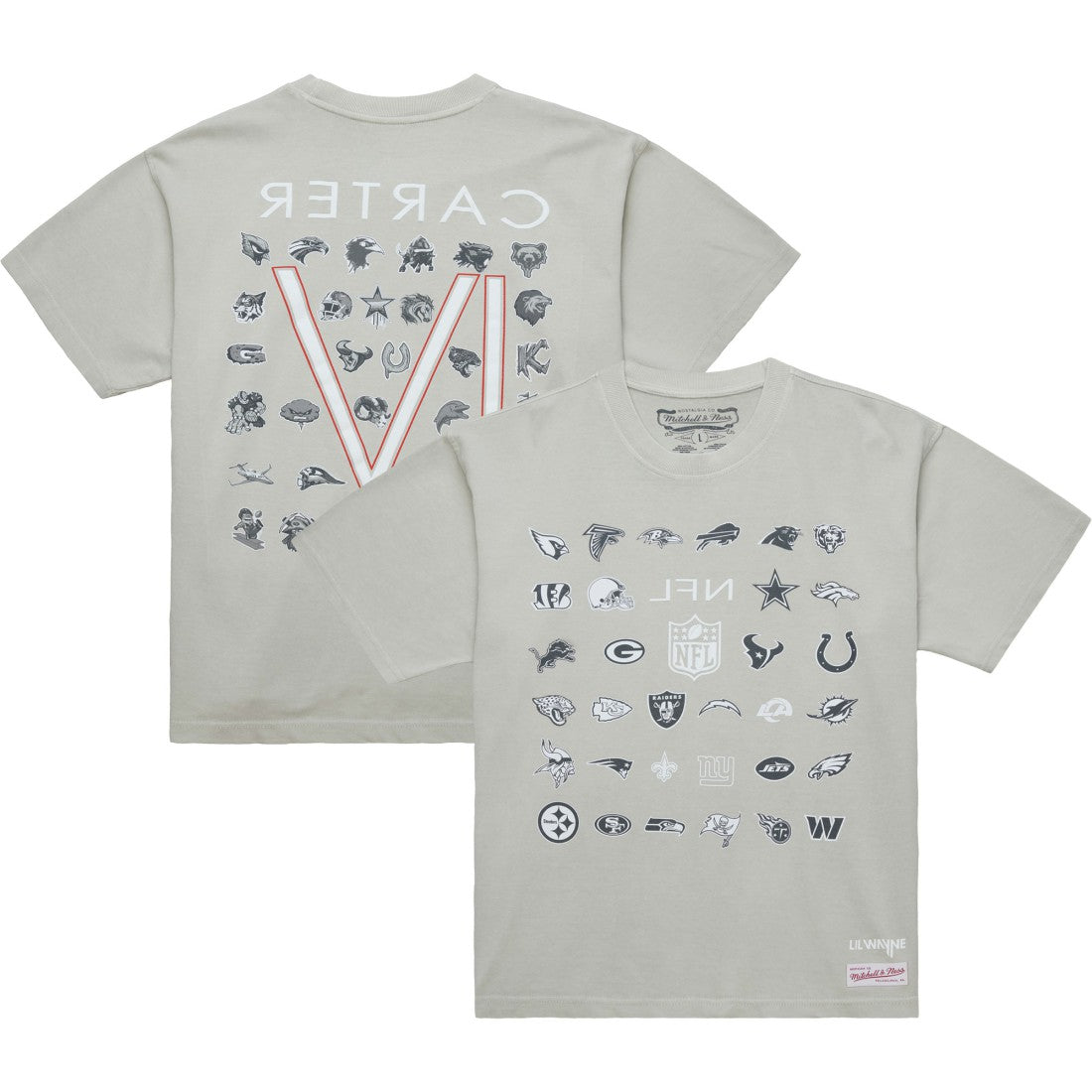 x NFL x Lil Wayne Carter VI T-Shirt - Gray - Mitchell & Ness