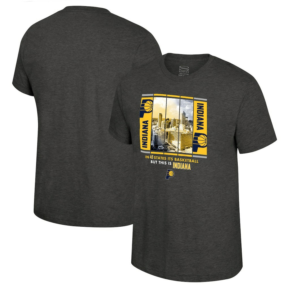 Indiana Pacers Stadium Essentials Unisex Skyline Boxout T-Shirt Charcoal