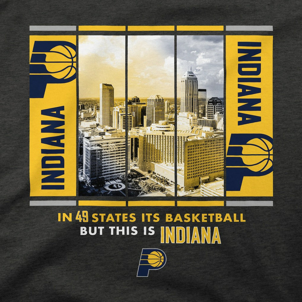 Indiana Pacers Stadium Essentials Unisex Skyline Boxout T-Shirt Charcoal