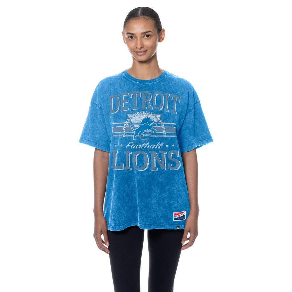 Detroit Lions New Era Women's Throwback Oversized T-Shirt - Blue - NFL