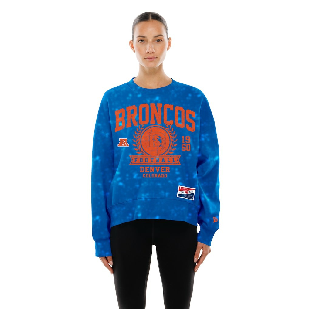 Denver Broncos New Era Women's Throwback Oversized Boxy Sweatshirt - Royal - NFL