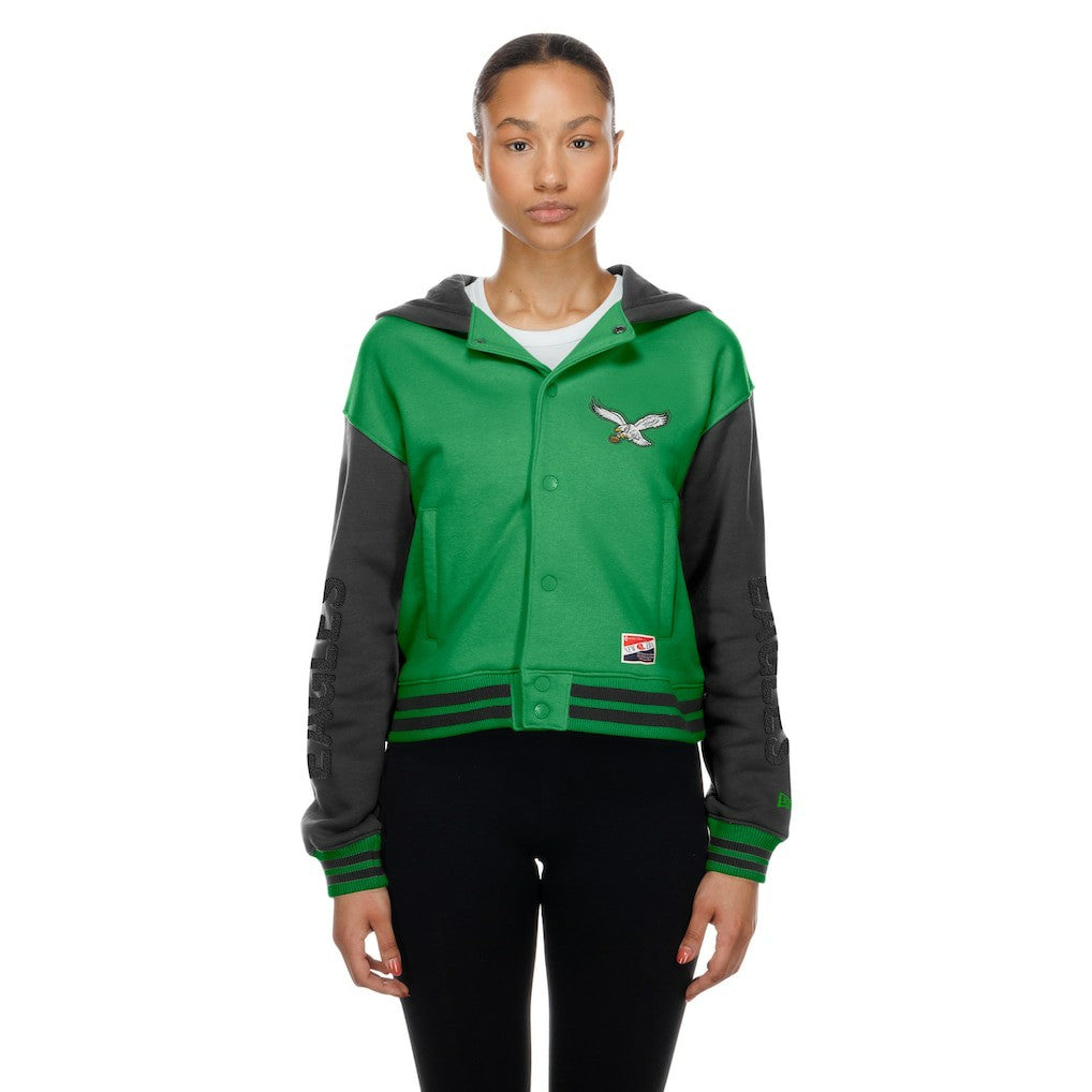 Philadelphia Eagles New Era Women's Throwback Full-Snap Hooded Jacket - Kelly Green - NFL