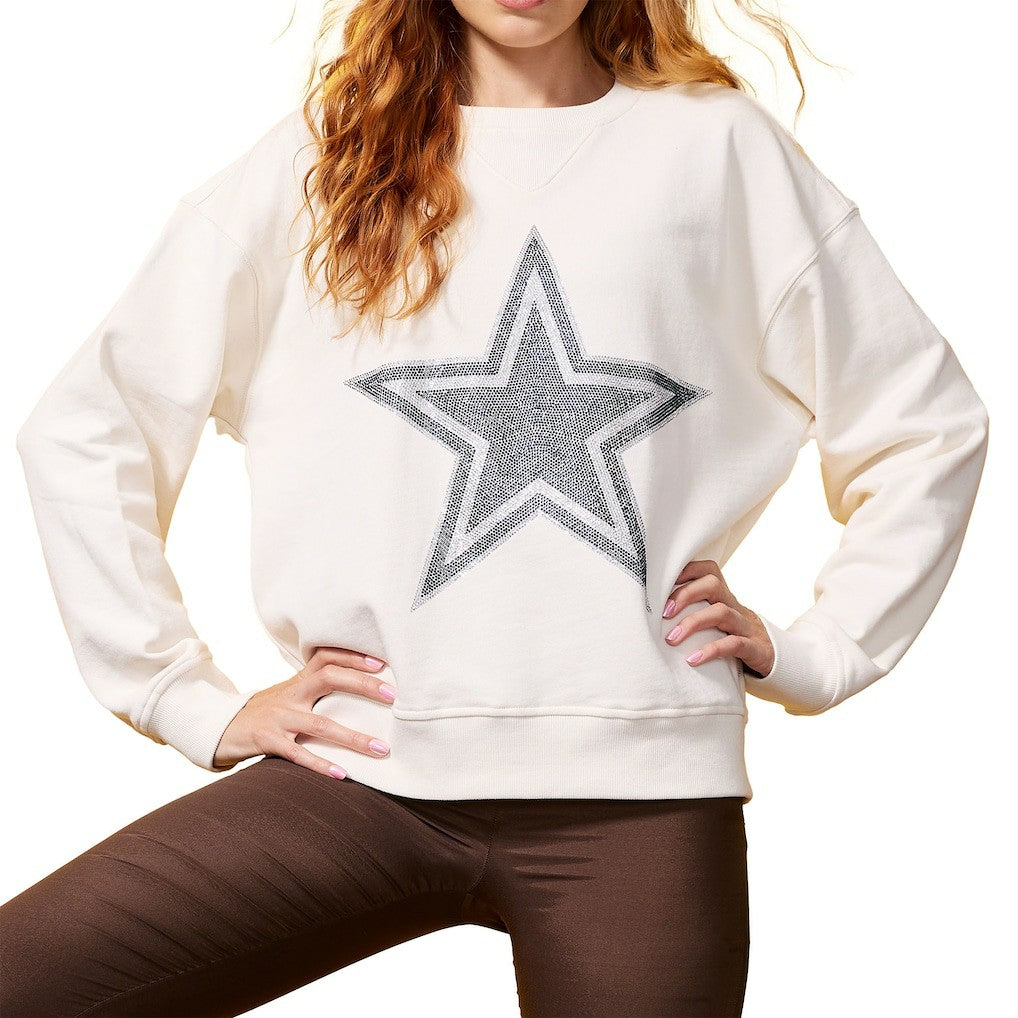 Dallas Cowboys Terez Women's Gems Fleece Crewneck Sweatshirt - White - NFL