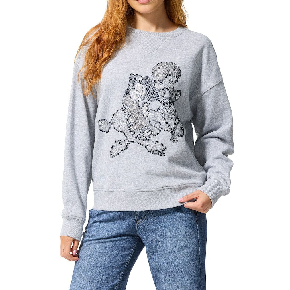 Dallas Cowboys Terez Women's Retro Gems Fleece Crewneck Sweatshirt - Gray - NFL