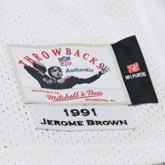 Jerome Brown Philadelphia Eagles 1991 Authentic Throwback Retired Player Jersey - White - Mitchell & Ness