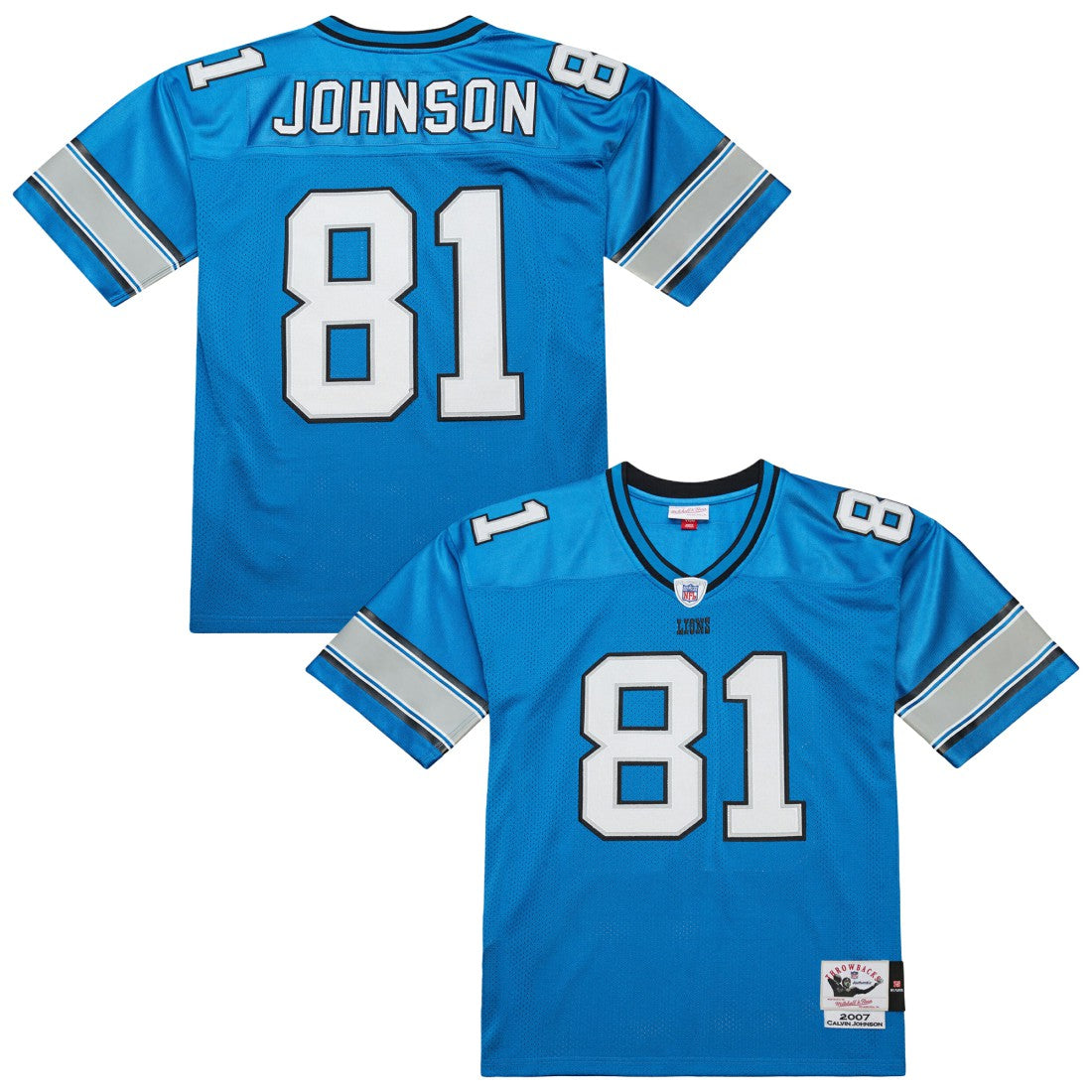 Calvin Johnson Detroit Lions 2007 Authentic Throwback Retired Player Jersey - Blue - Mitchell & Ness
