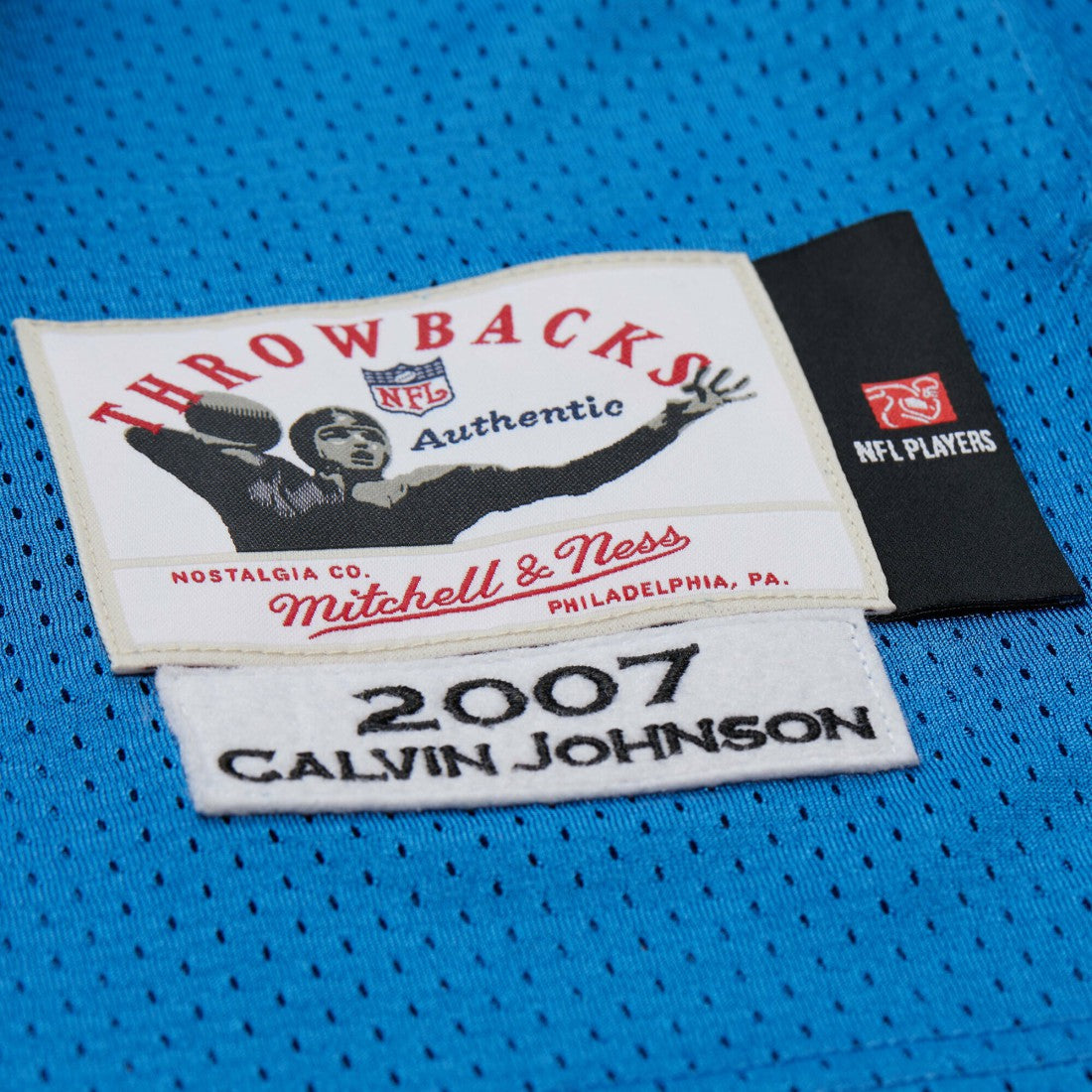 Calvin Johnson Detroit Lions 2007 Authentic Throwback Retired Player Jersey - Blue - Mitchell & Ness