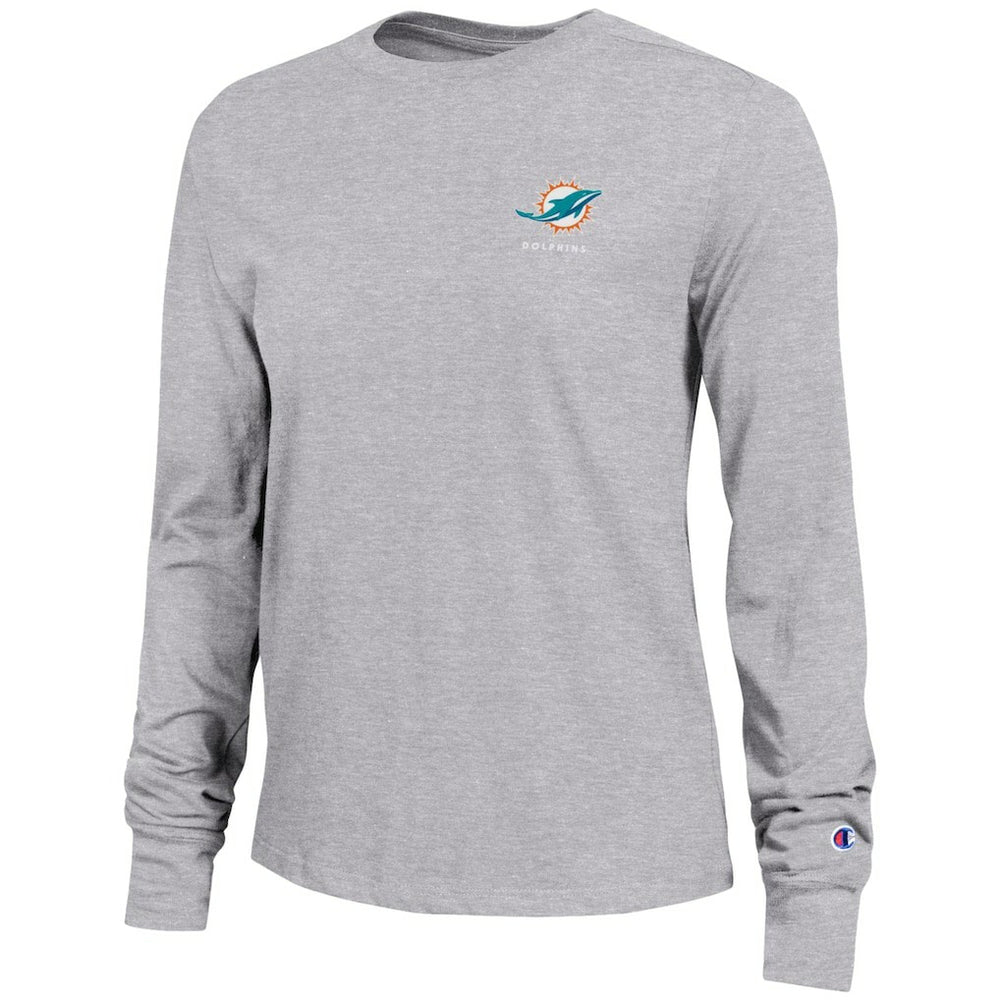 Miami Dolphins Champion Women's Core Long-Sleeve T-Shirt - Heather Gray - NFL