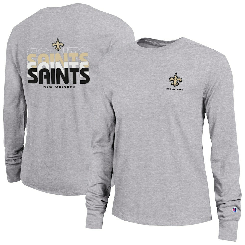 New Orleans Saints Champion Women's Core Long-Sleeve T-Shirt - Heather Gray - NFL