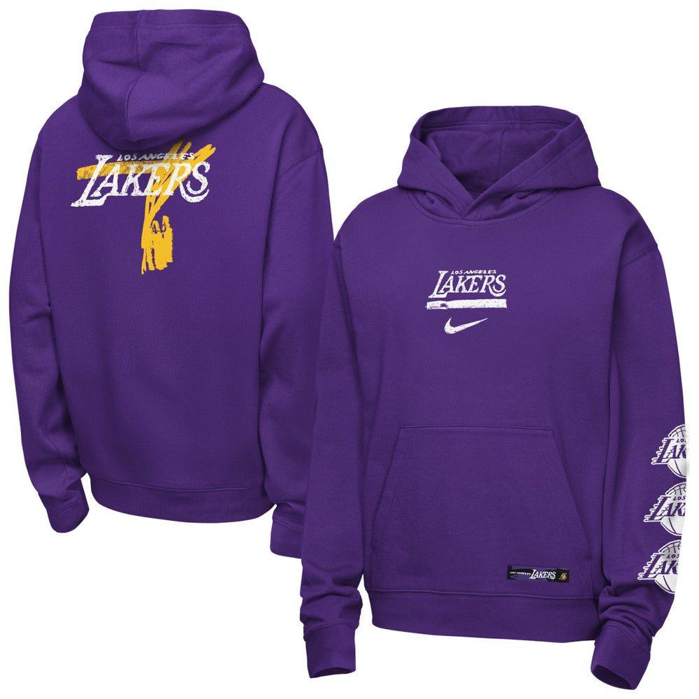 Nike Los Angeles Lakers Youth Courtside Club Premiere Hoodie Purple