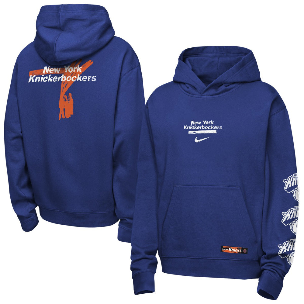 Nike New York Knicks Youth Courtside Club Premiere Hoodie Blue