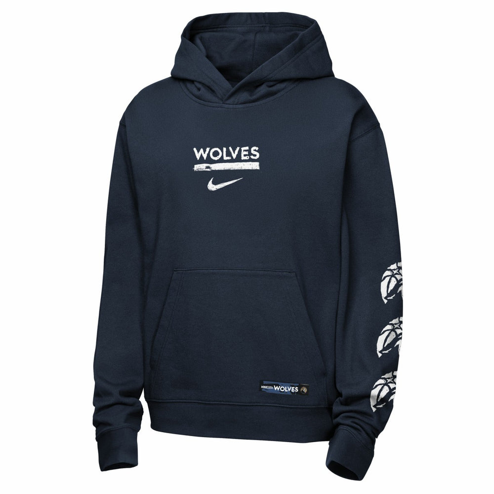 Nike Minnesota Timberwolves Youth Courtside Club Premiere Hoodie Navy