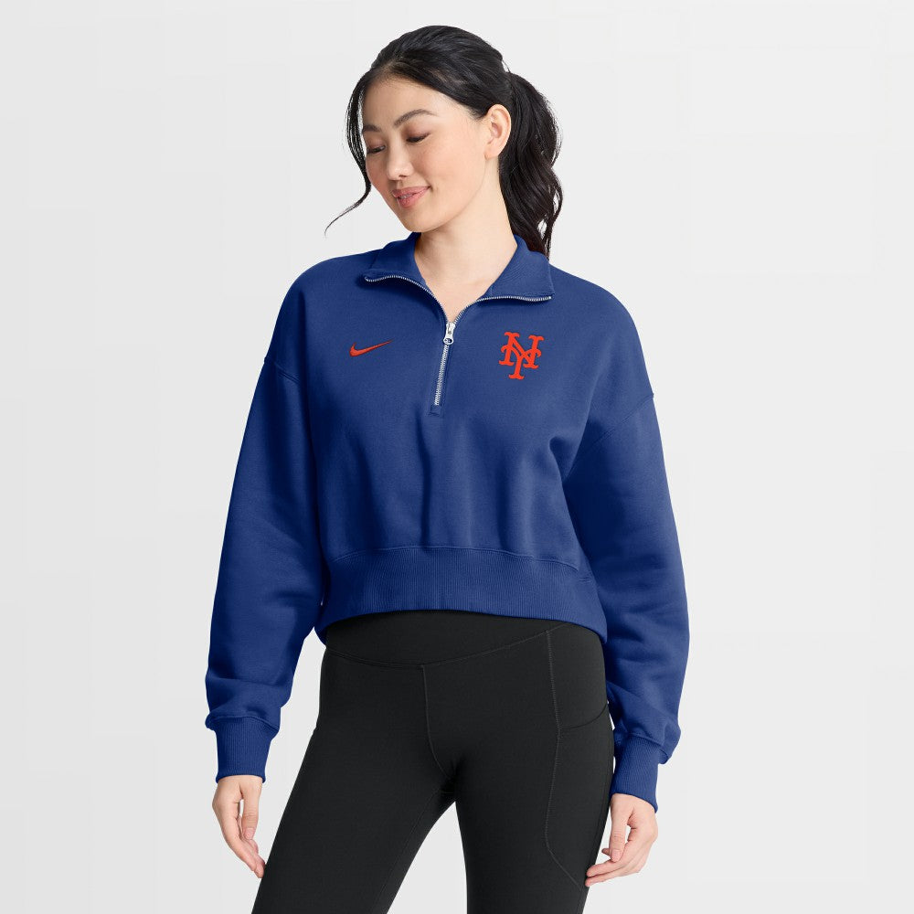 New York Mets Nike Women's Primetime Phoenix Fleece Half-Zip Sweatshirt Sale