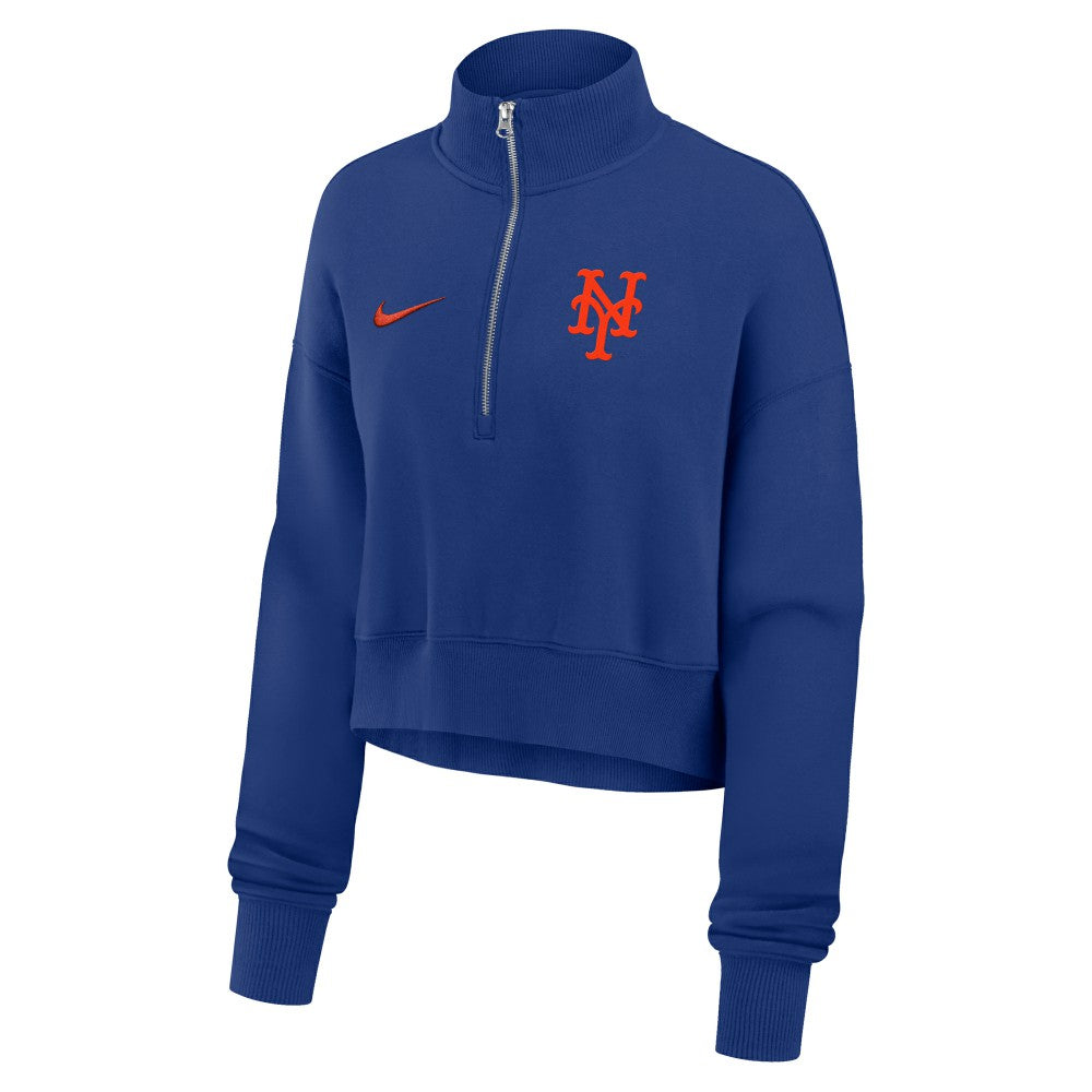 New York Mets Nike Women's Primetime Phoenix Fleece Half-Zip Sweatshirt Sale