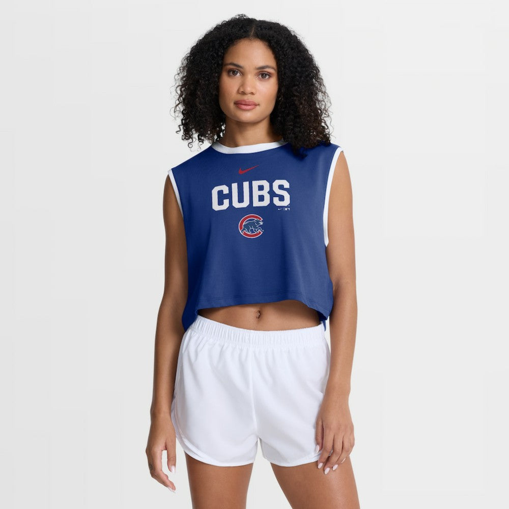 Chicago Cubs Nike Women's Primetime Loose Dri-FIT Cropped Tank Top Near Me