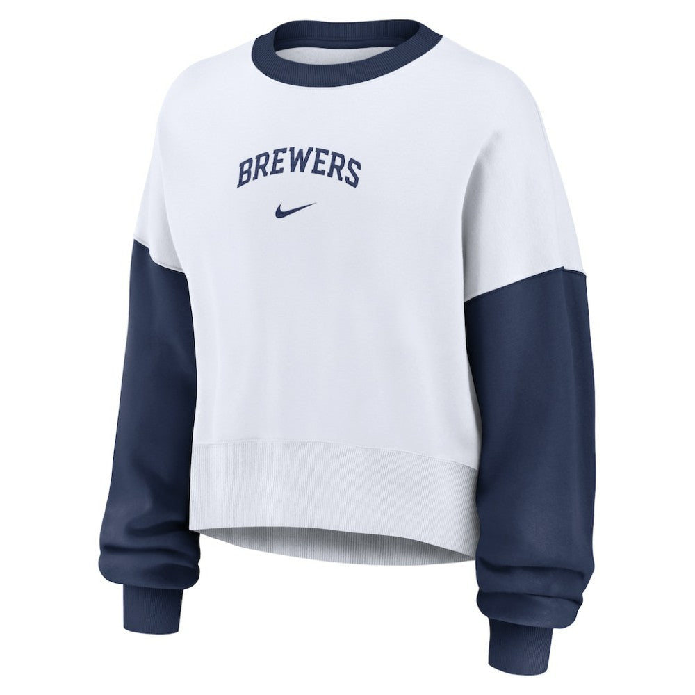 Milwaukee Brewers Nike Women's Oversized High Hip Fleece Sweatshirt for sale