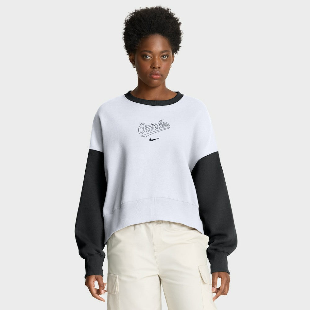 Baltimore Orioles Nike Women's Oversized High Hip Fleece Sweatshirt Sale